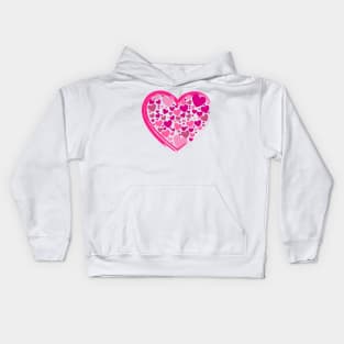 Cute Pink Hearts in a Big PinkHeart Kids Hoodie